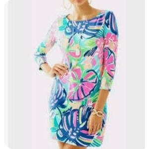 Lilly Pulitzer UPF 50+ SOPHIE Dress exotic garden print Women's Size Large Excel